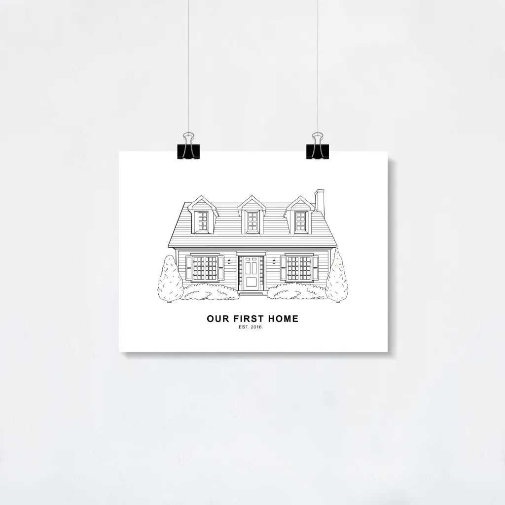 Custom Line Art House Portrait