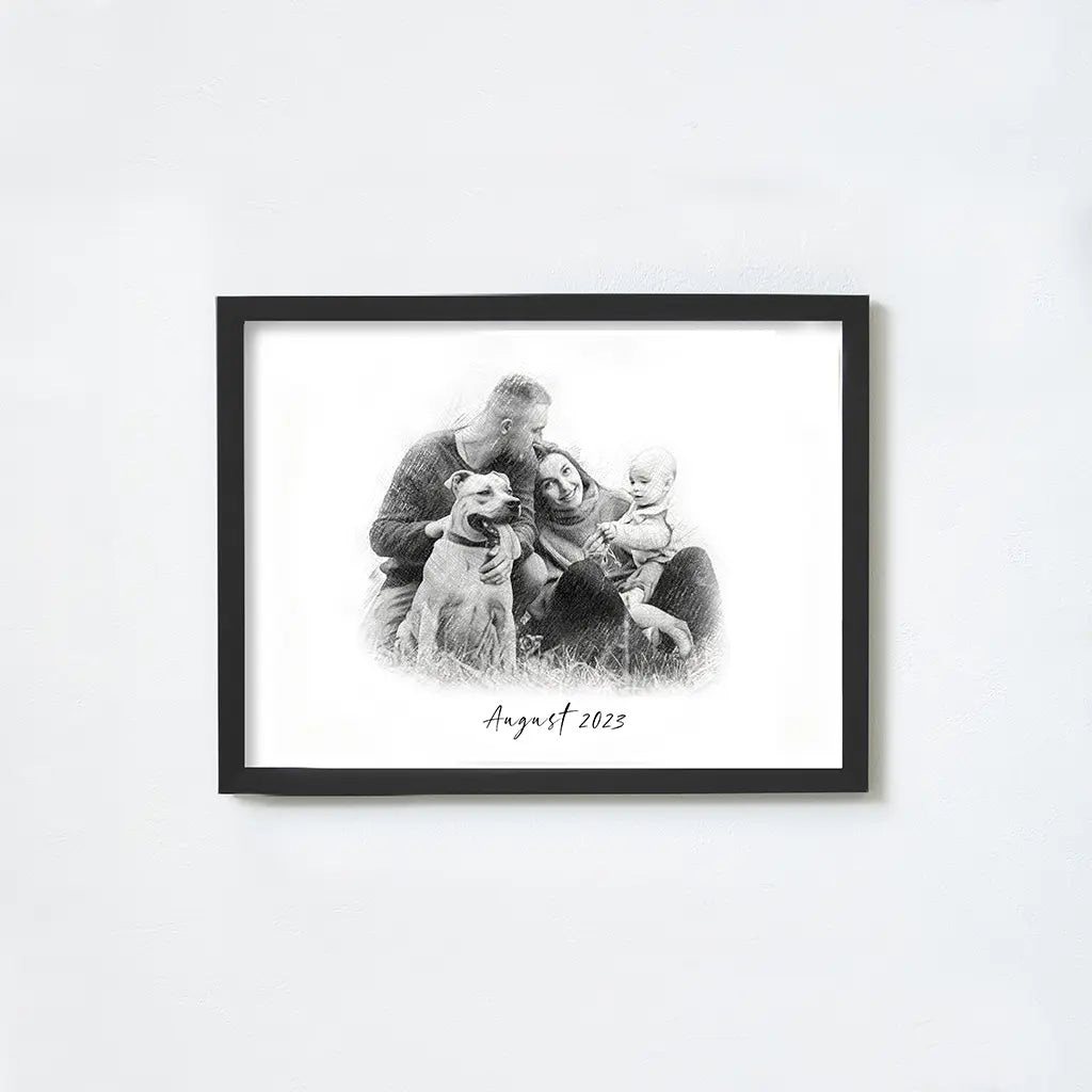 Custom Pencil Sketch Family portrait