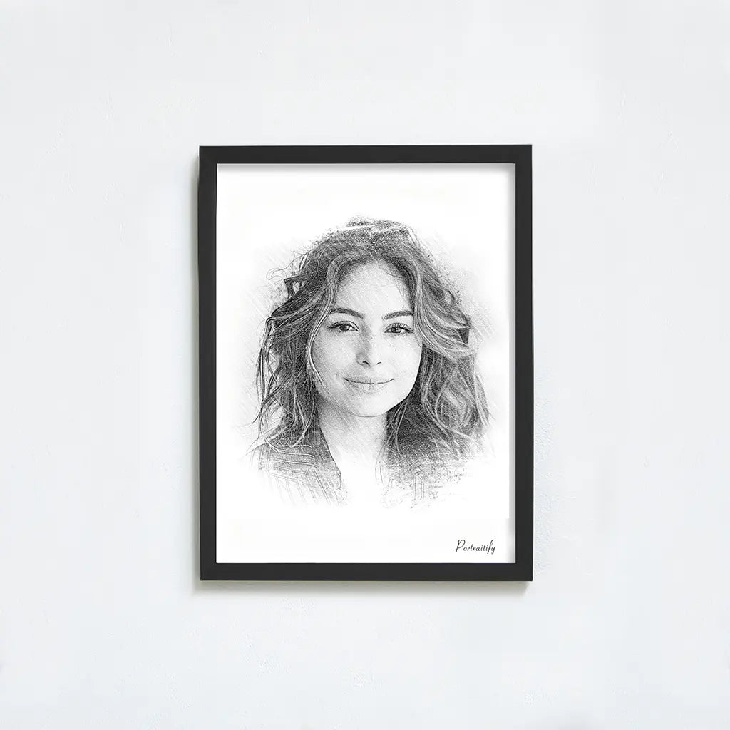 Custom Pencil Sketch Female Portrait
