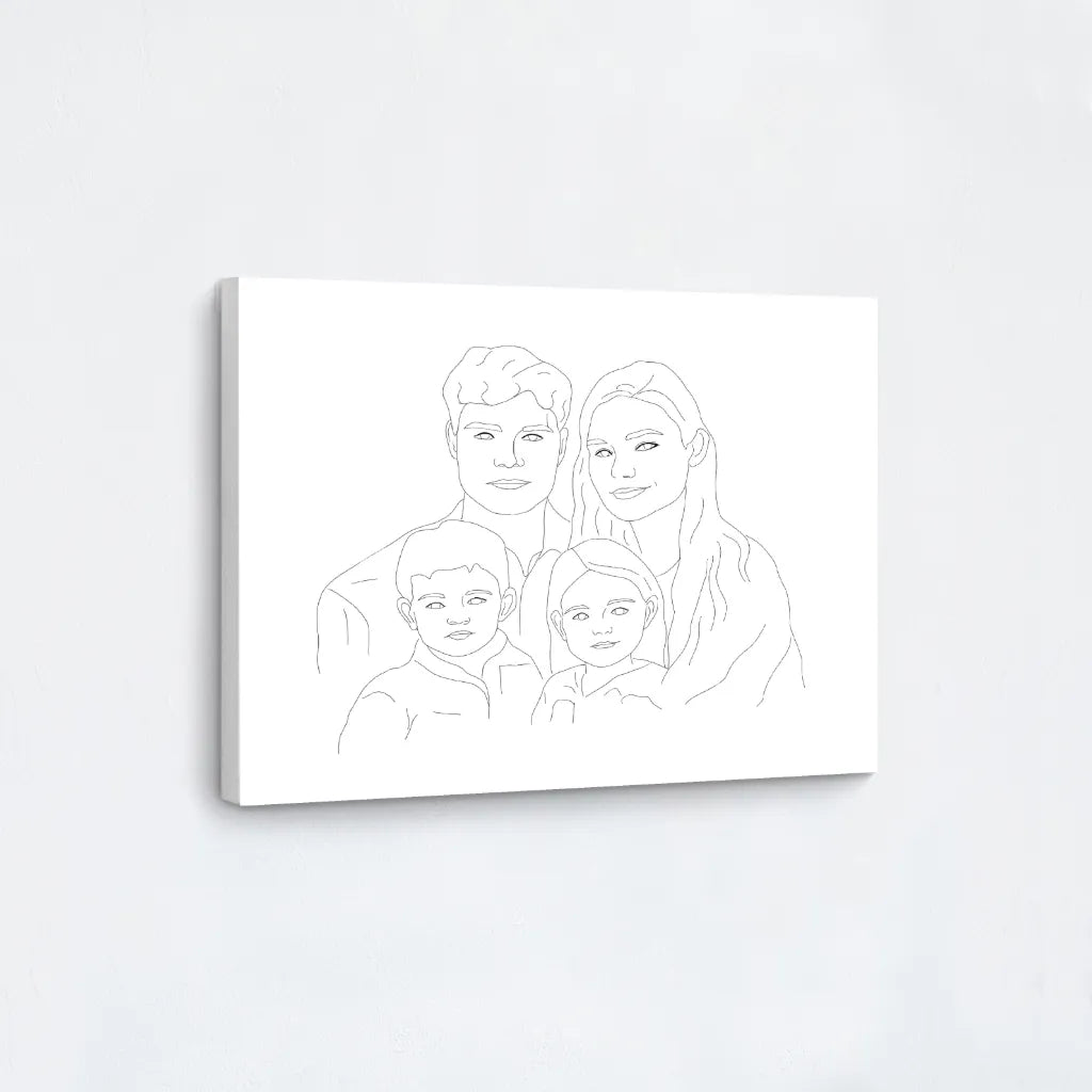 Custom Line Art Family Portrait Canvas