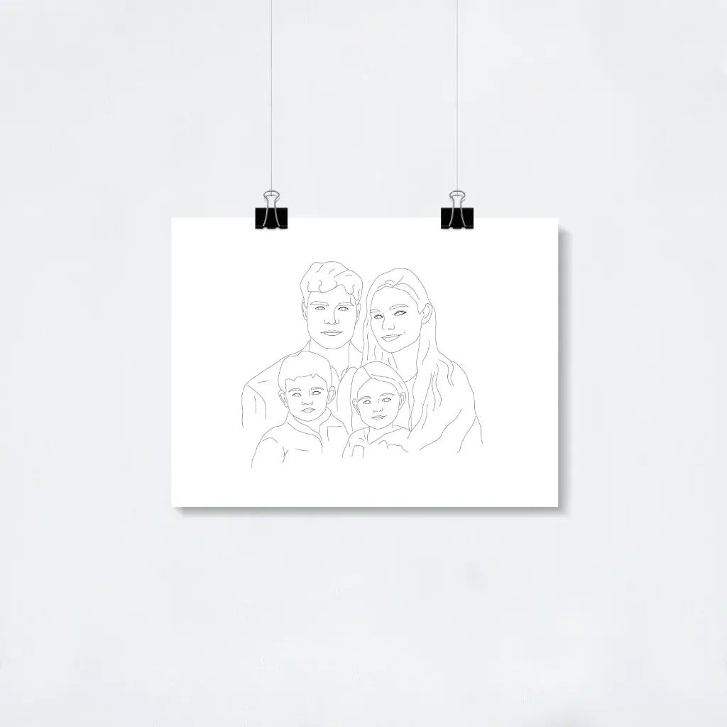 Custom LineArt Family Portrait Poster