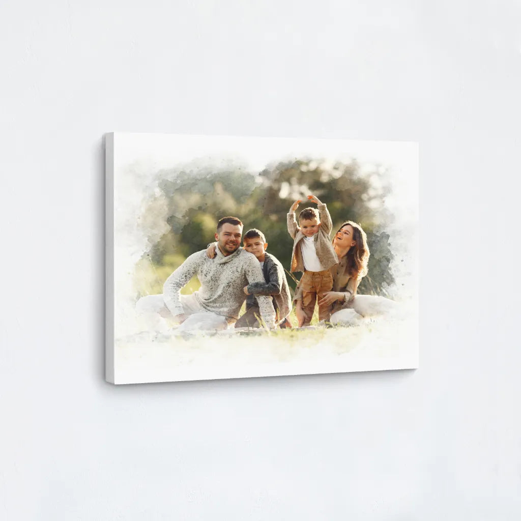 Custom Watercolor Family Portrait Canvas