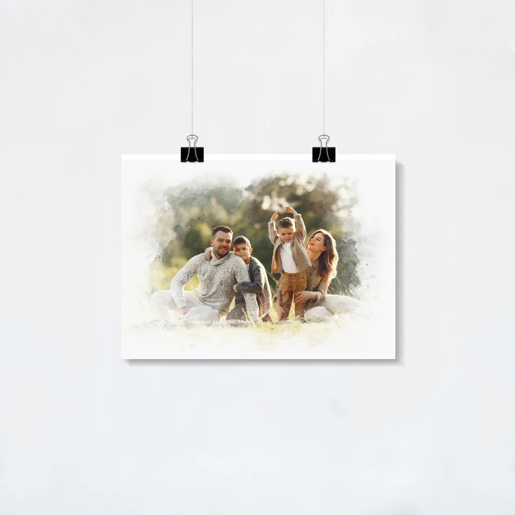 Custom Watercolor Family Portrait Poster