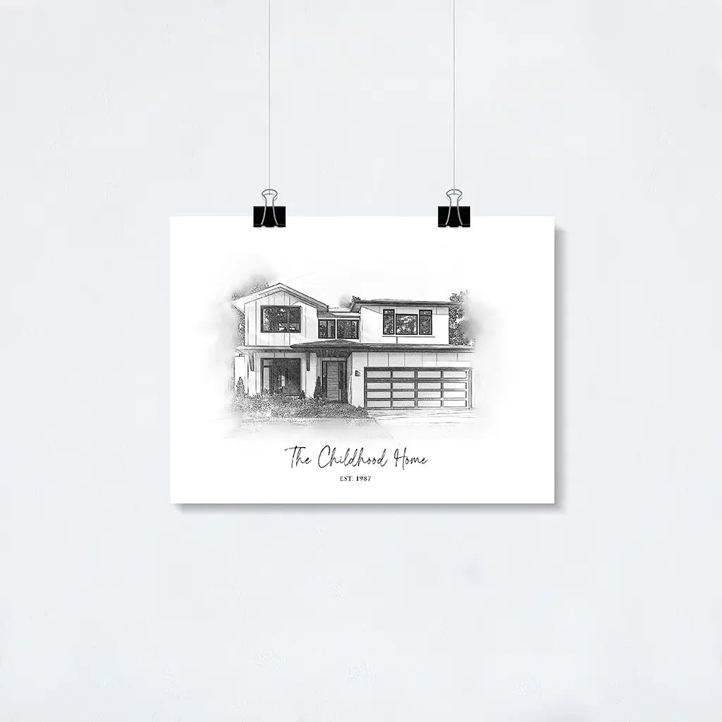 Custom Pencil Sketch House Portrait