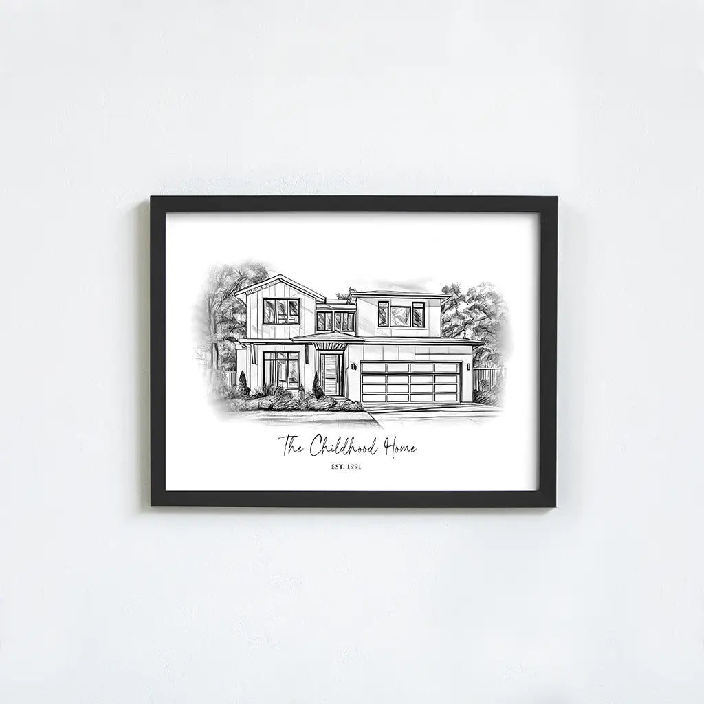 Custom Pencil Sketch House Portrait