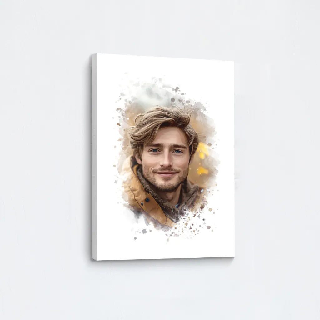 Watercolor Man Portrait Canvas