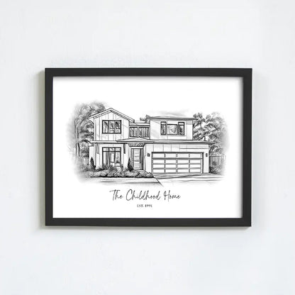 Custom Pencil Sketch House Portrait