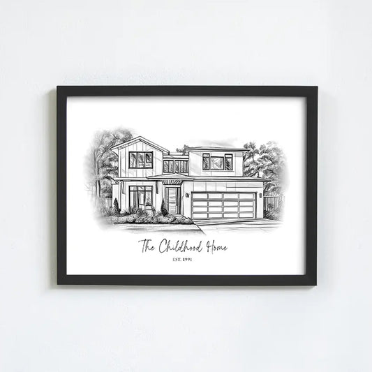 Custom Pencil Sketch House Portrait
