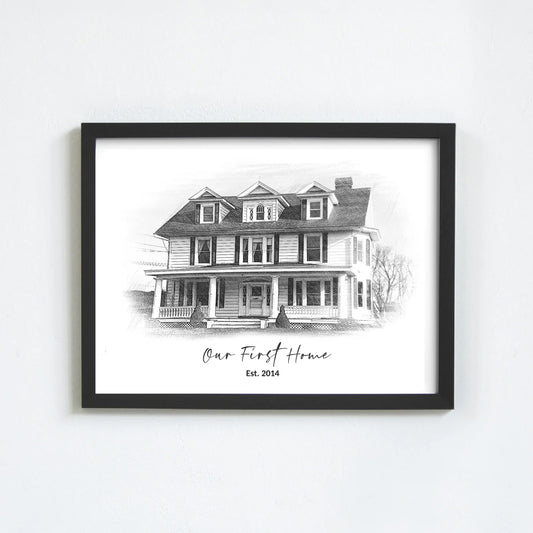 Custom Pencil Sketch House Portrait