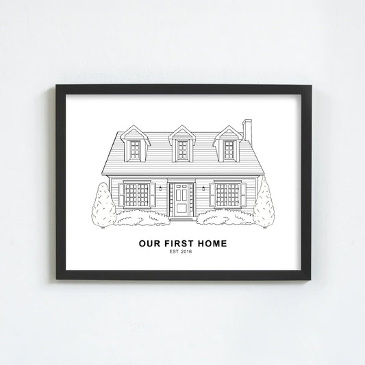Custom Line Art House Portrait