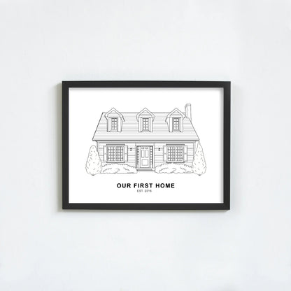 Custom Line Art House Portrait