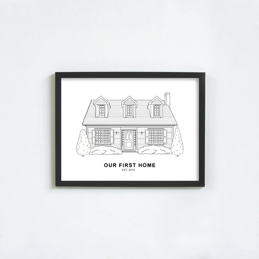 Custom Line Art House Portrait