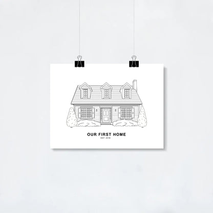 Custom Line Art House Portrait