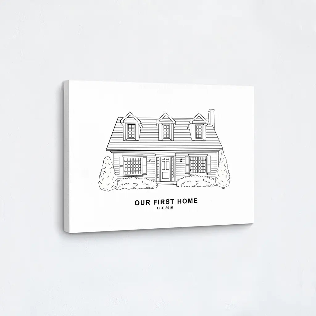 Line Art House Portrait canvas