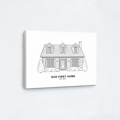 Line Art House Portrait canvas