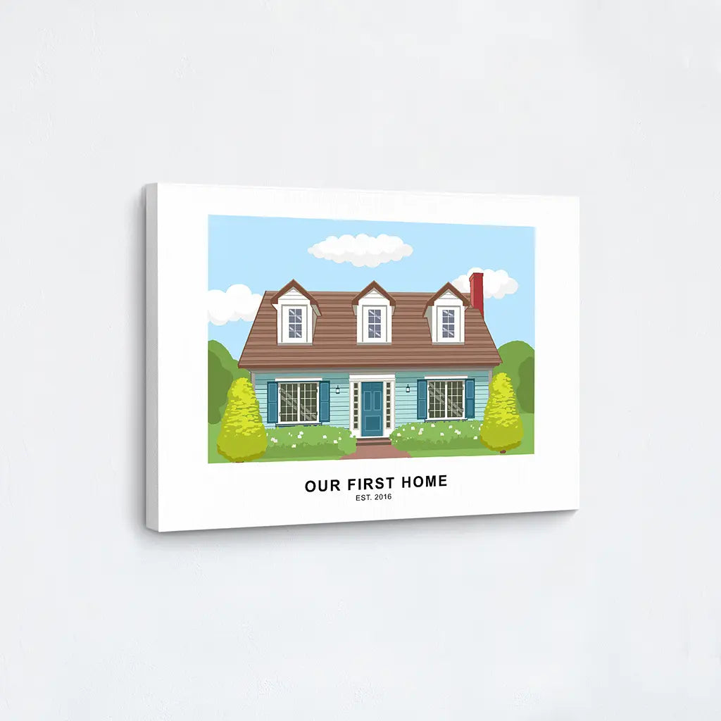 Modern House Portrait canvas