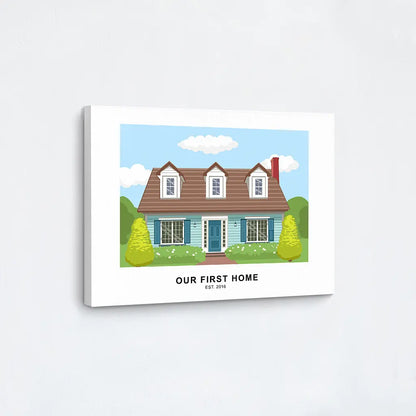 Modern House Portrait canvas