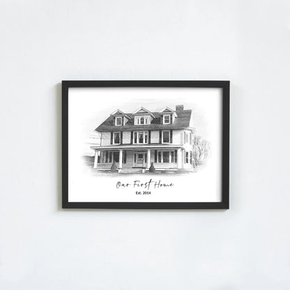 Custom Pencil Sketch House Portrait