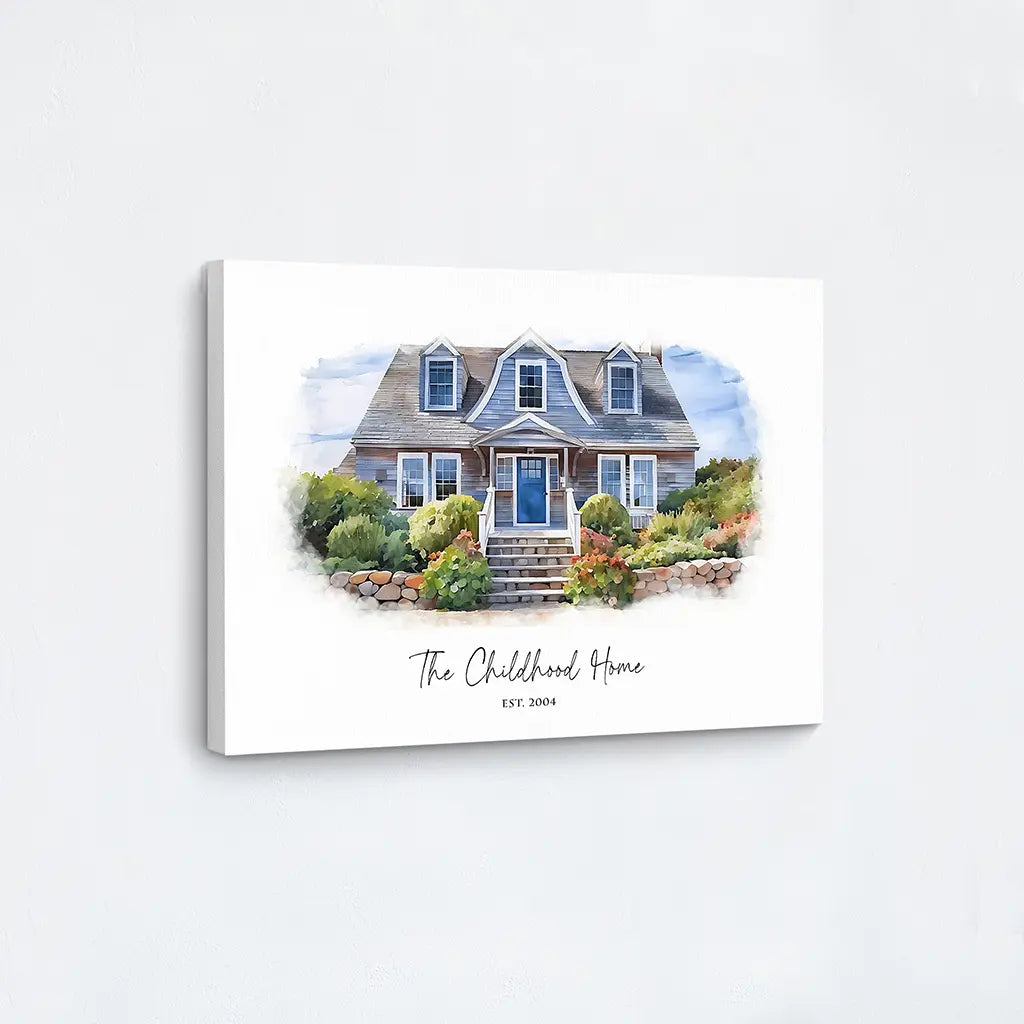 Watercolor House Portrait canvas