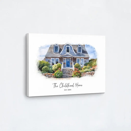Watercolor House Portrait canvas