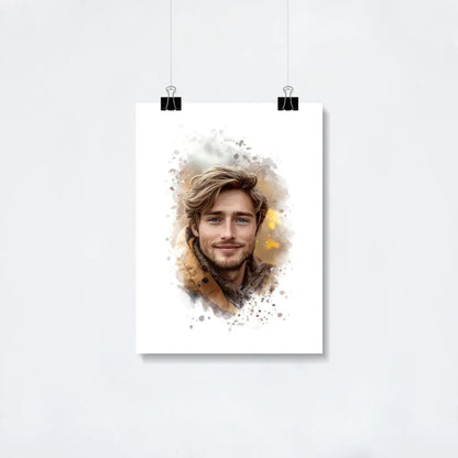 Custom Watercolor man Portrait poster