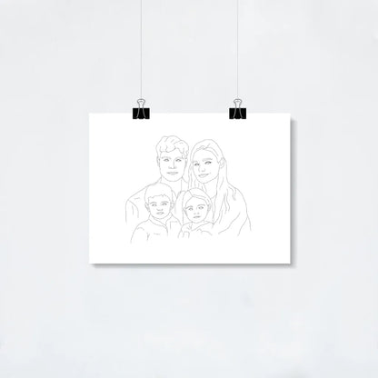 Custom LineArt Family Portrait Poster