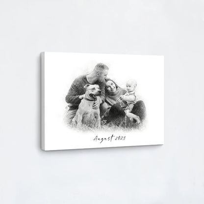 Custom Pencil Sketch Family Portrait Canvas