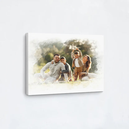 Custom Watercolor Family Portrait Canvas