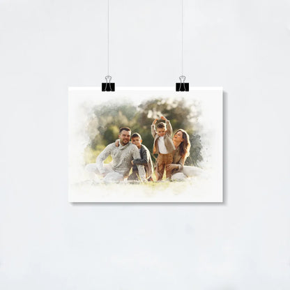 Custom Watercolor Family Portrait Poster
