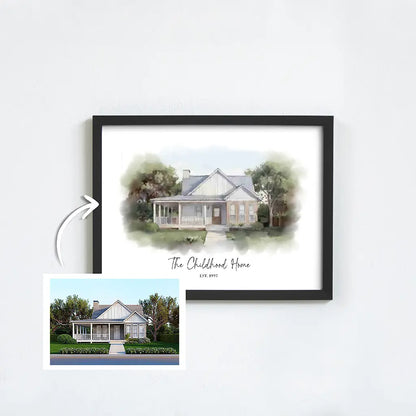 Custom Watercolor House Portrait