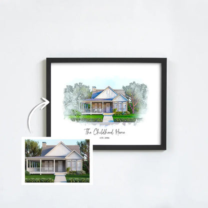 Custom Watercolor House Portrait