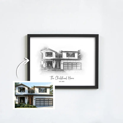 Custom Pencil Sketch House Portrait