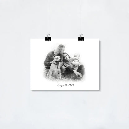Family Pencil Sketch Poster