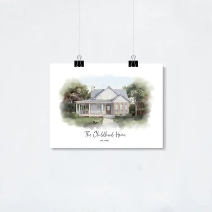 Custom Watercolor House Portrait