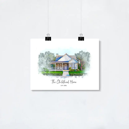 Custom Watercolor House Portrait