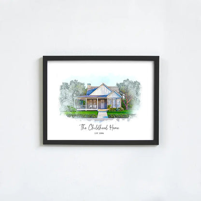 Custom Watercolor House Portrait
