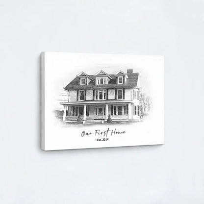 Custom Pencil Sketch House Portrait