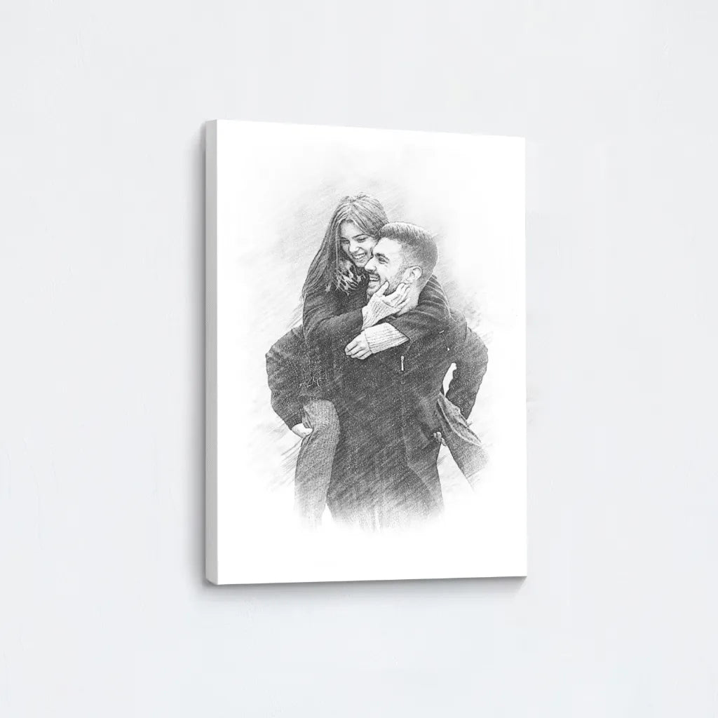 Pencil Sketch Couple Canvas