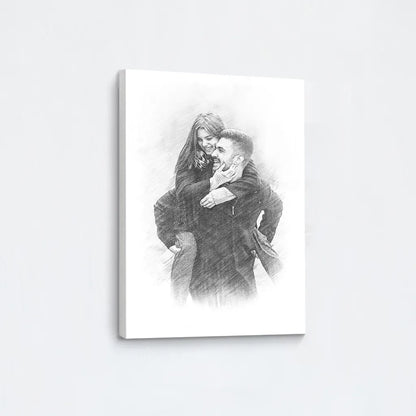 Pencil Sketch Couple Canvas