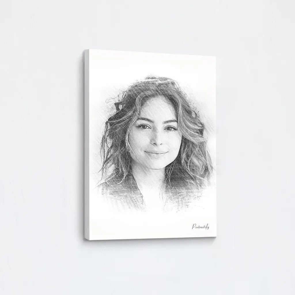 Pencil Sketch Woman Canvas