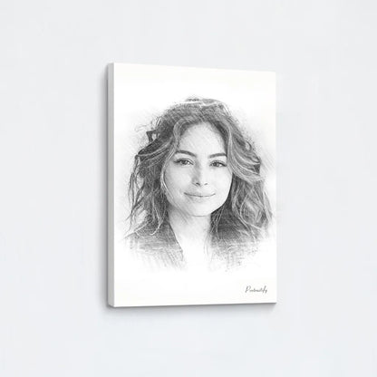 Pencil Sketch Woman Canvas