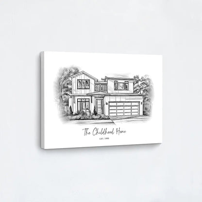 Custom Pencil Sketch House Portrait