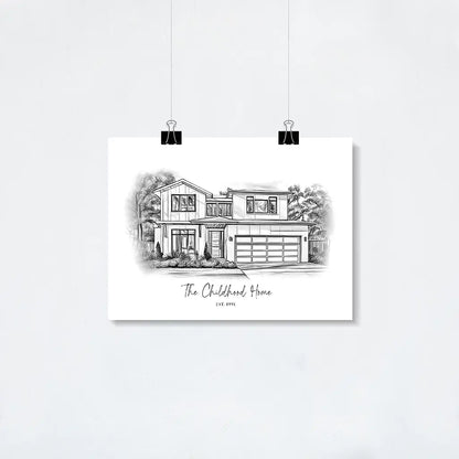 Custom Pencil Sketch House Portrait