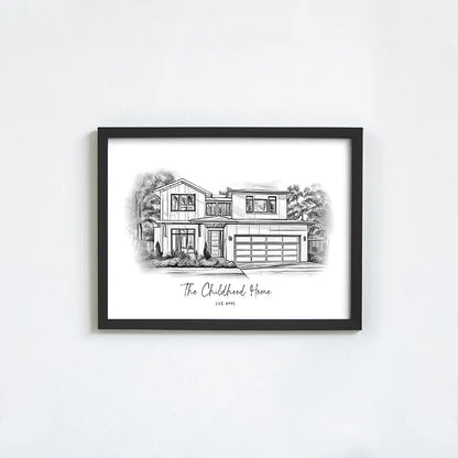 Custom Pencil Sketch House Portrait