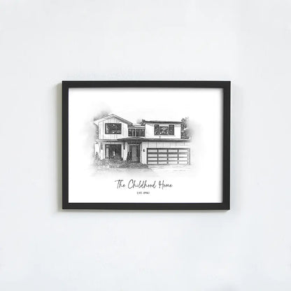 Custom Pencil Sketch House Portrait