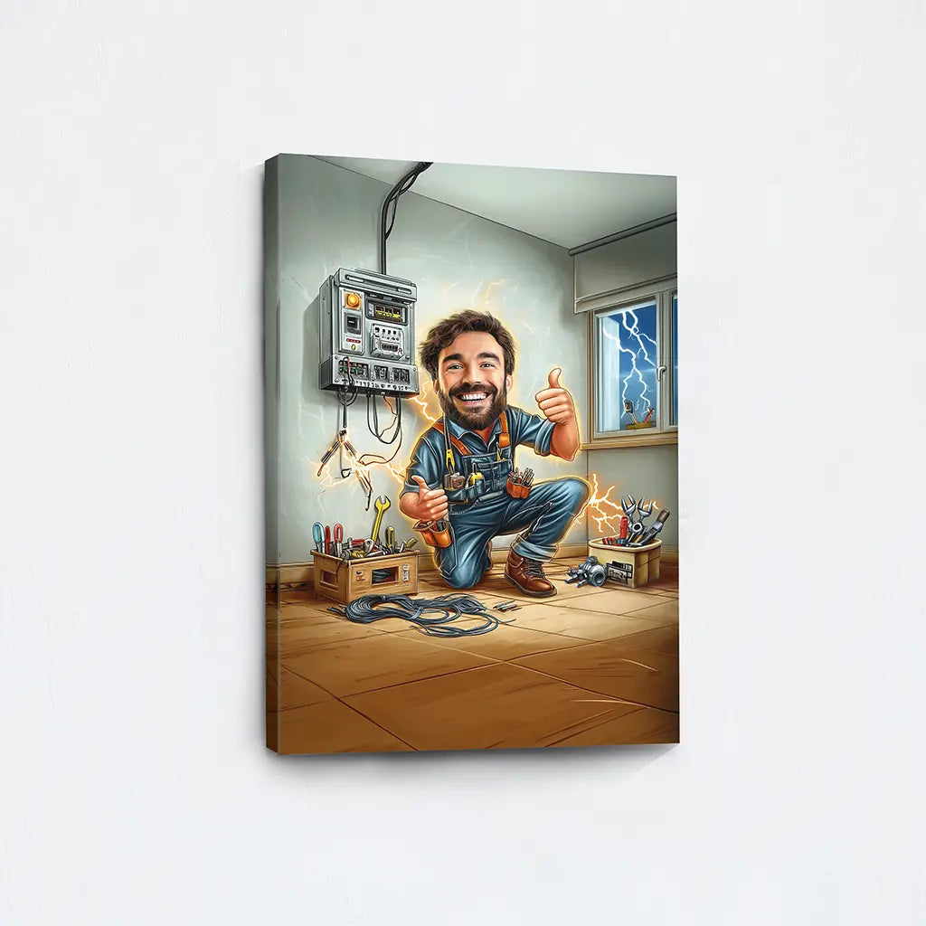 The electrician caricature portrait