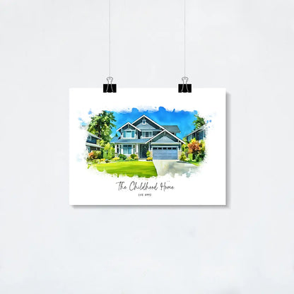Custom Watercolor House Portrait