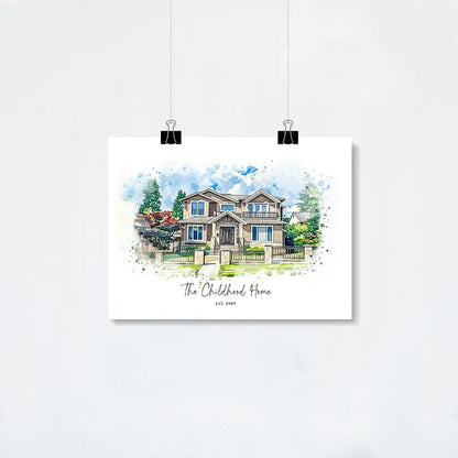 Custom Watercolor House Portrait