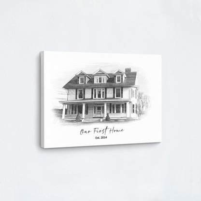 Custom Pencil Sketch House Portrait